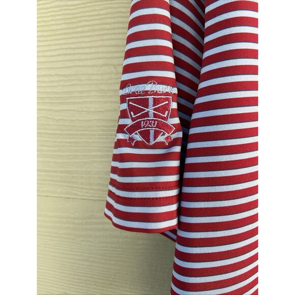 Peter Millar Red Blue Striped Summer Comfort Golf Performance Polo Shirt Medium - Picture 5 of 7